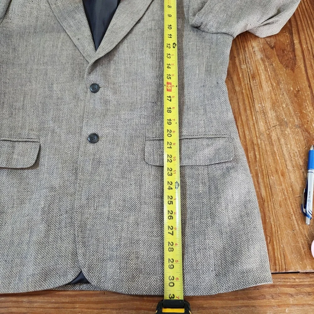 Macy's Savile Row Men's 40R 100% Silk Herringbone Beige Single Breast Sport Coat